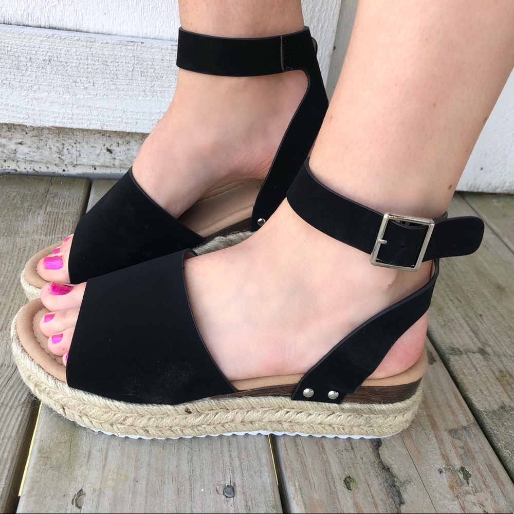 Black Espadrille Sandals - Picture 2 of 5